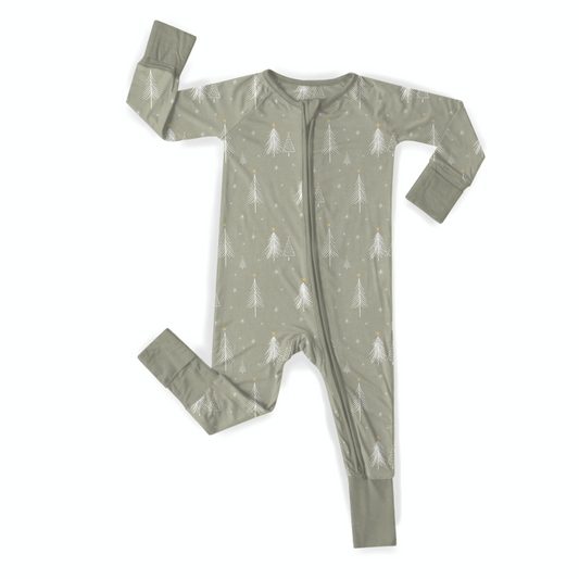 Sage Snow Boys Girls Bamboo Baby Pajamas