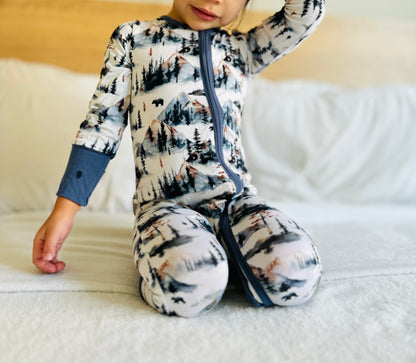 Alaskan Mountains Boys Bamboo Baby Pajamas