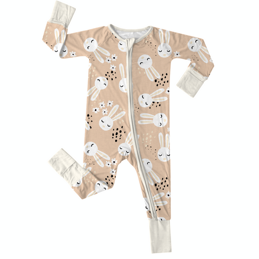 Sleepy Summer Bunnies  Girls  Bamboo Baby Zippy