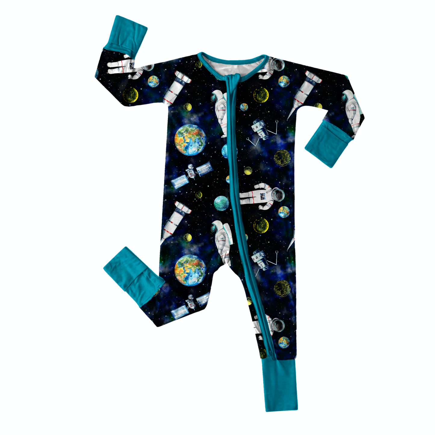 In Space Boys Bamboo Baby Zippies