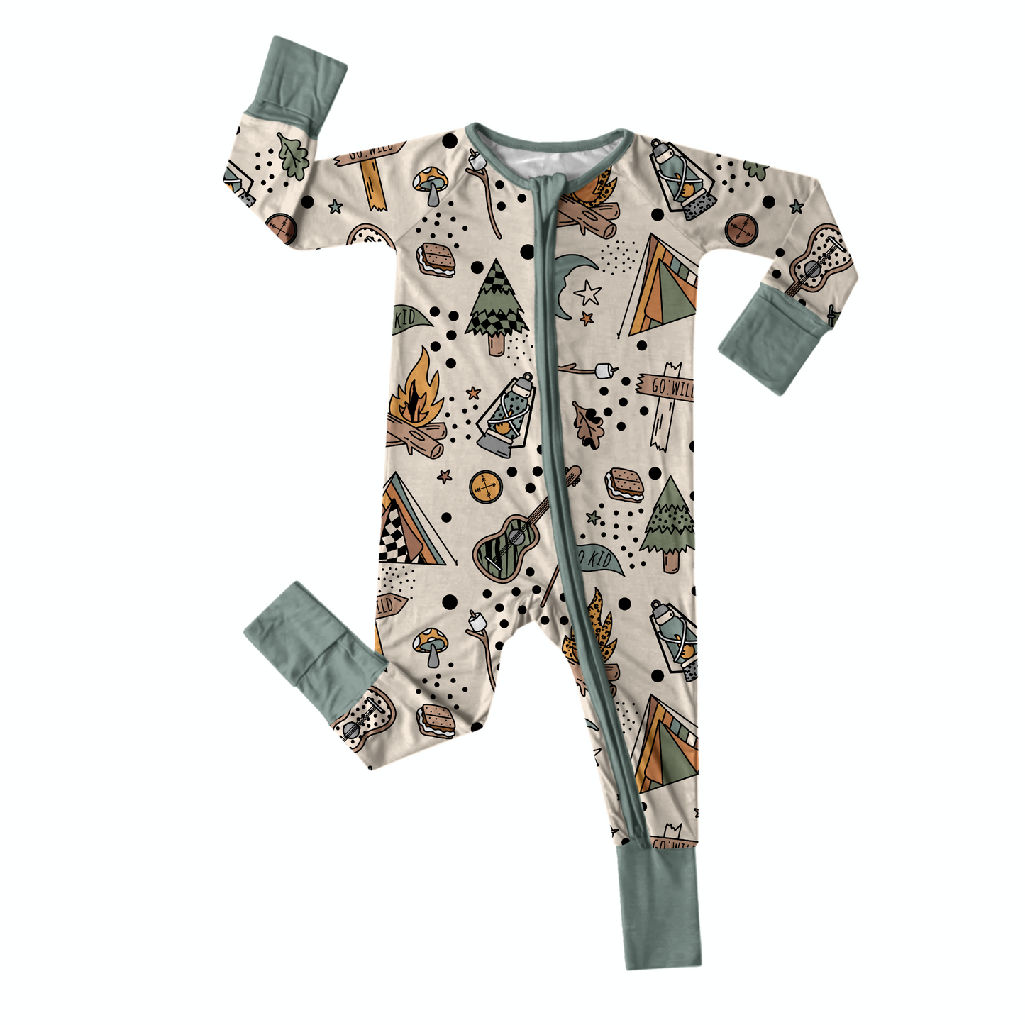 S'mores Adventures  Boys Bamboo Baby Zippies