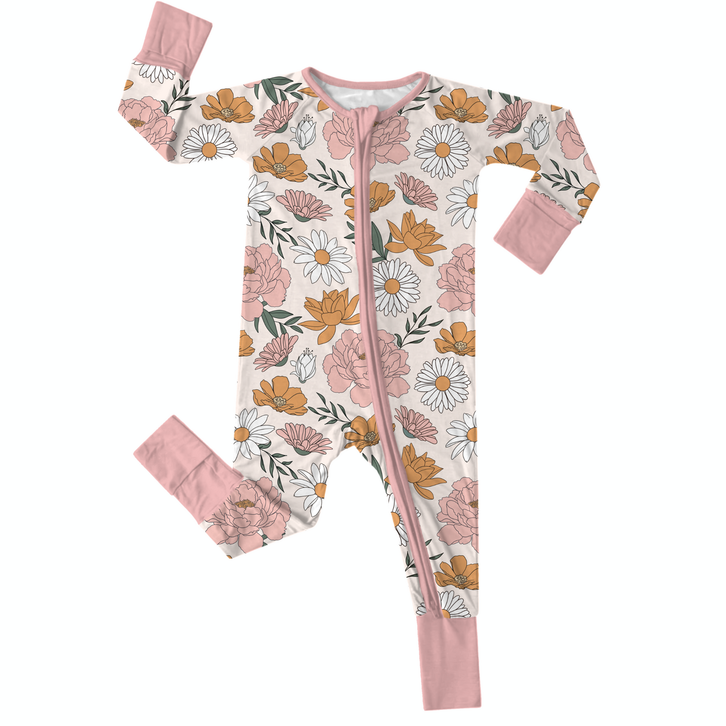 Sunkissed Florals Girls Bamboo Baby Zippies